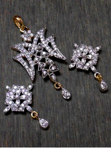 CZ Pendant With Earrings